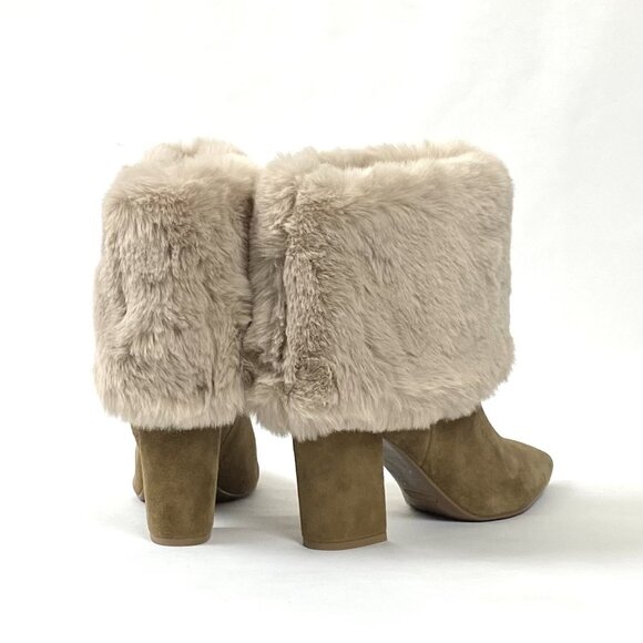 New Nine West Chrissa Dark Natural Suede Fur Cuffed Boot 8 & 10 - Picture 4 of 13